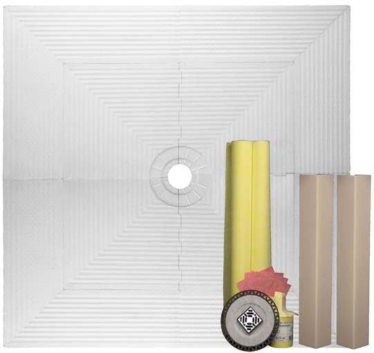 Pro 72 x 72 Shower Systems Tile Kit with Curb Overlays by Pro-Source Center